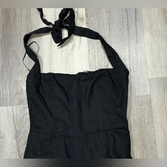 Reformation Malika Linen Jumpsuit in Black - Size 0